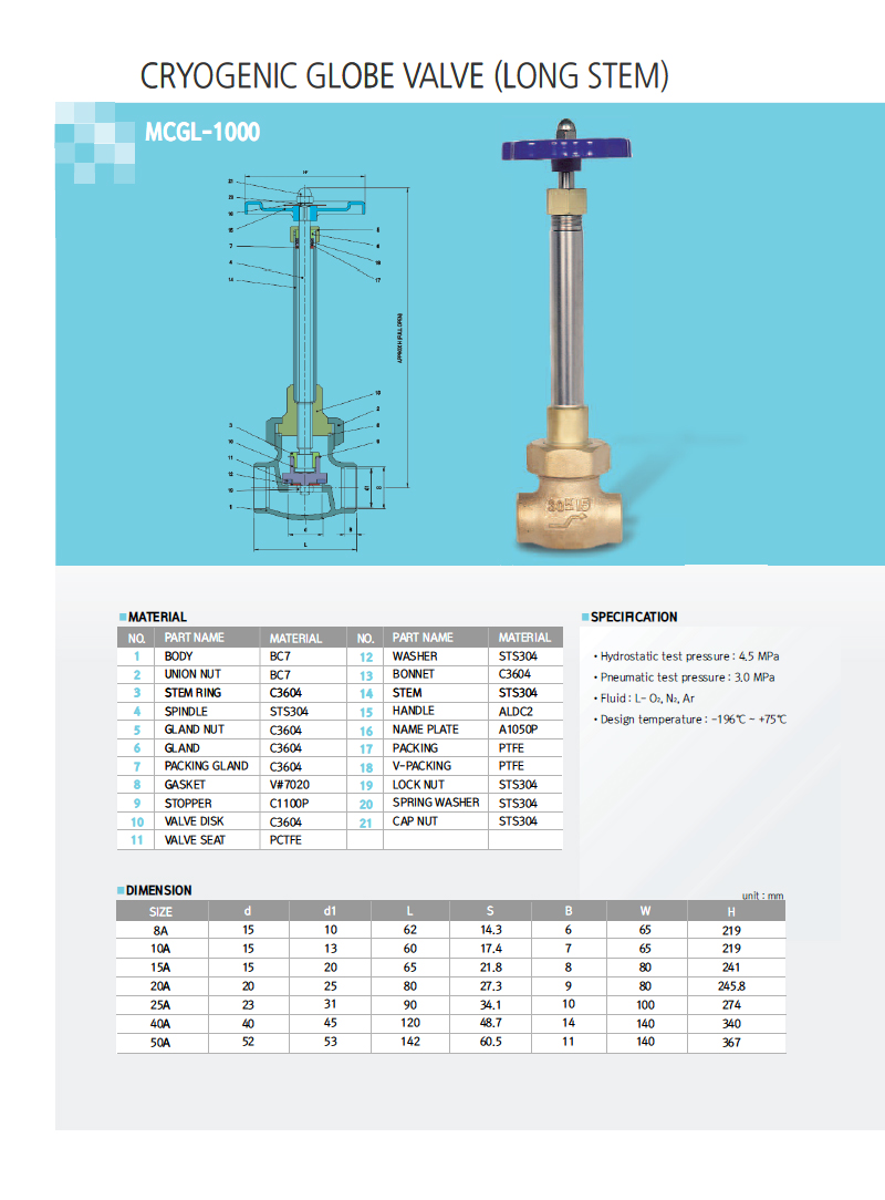 Cryogenic Globe Valve (Long Stem)