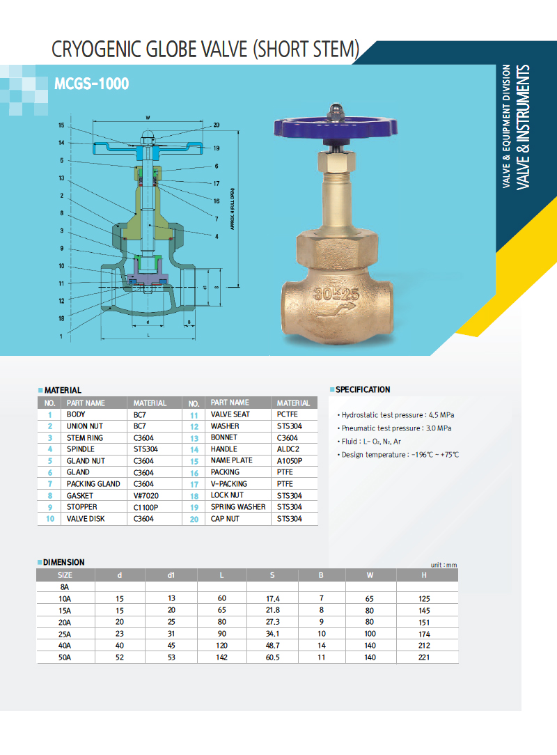 Cryogenic Globe Valve (Short Stem)