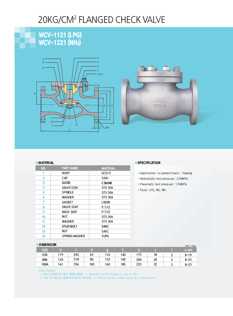 20kg/cm2 Flanged Check Valve