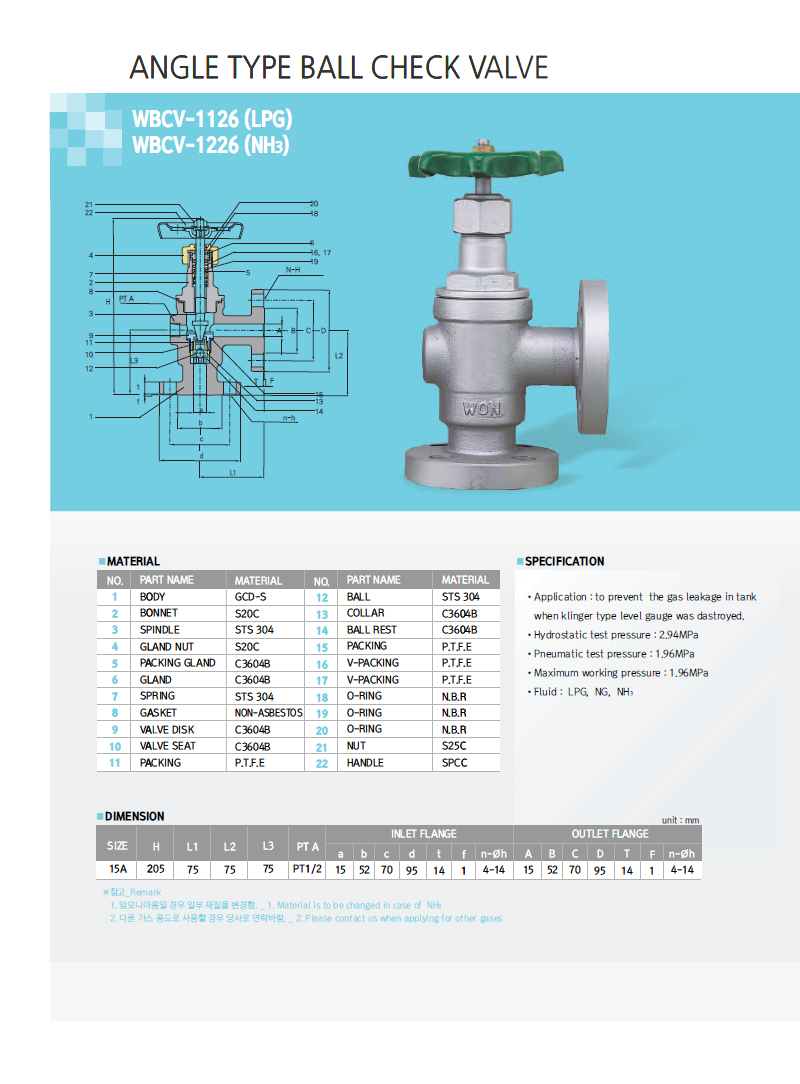 Angle Type Ball Check Valve