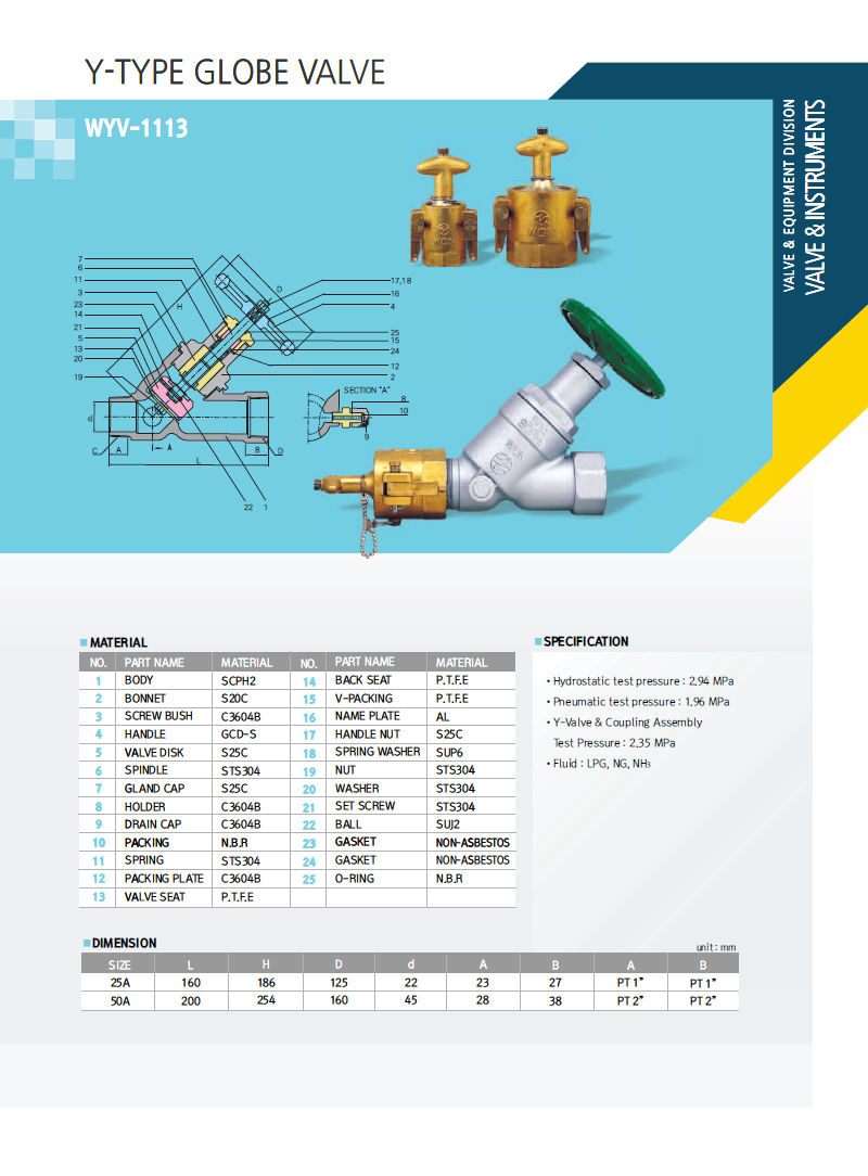 Y-Type Glove Valve