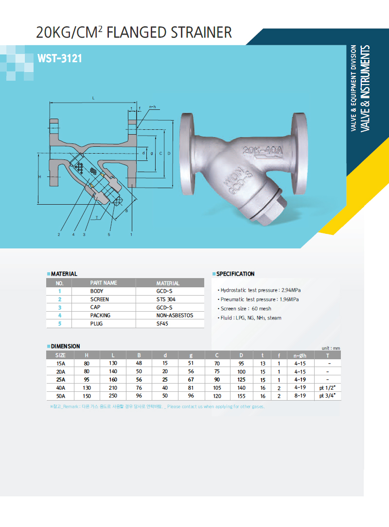 20kg/cm2 Flanged Strainer